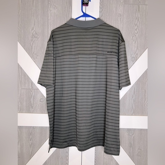 290. Duluth Trading Relaxed Fit Striped Polo Gray/Black L - Picture 5 of 6